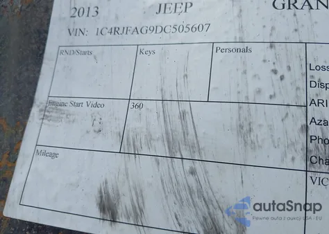 2013 Jeep Grand Cherokee Laredo из США, поврежденный, VIN 1C4RJFAG9DC505607